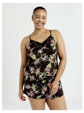 JOYSPUN Women  s 3X Knit Cami  Shorts Pajama Set with Lace Trim   Spring Floral