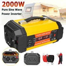 2000W Pure Sine Wave Power Inverter, DC 12V to AC 110V with USB Ports