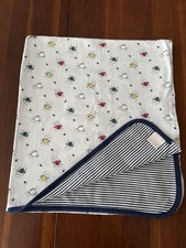 Vintage Gymboree Baby Blanket Polar Bears  Stripes Blue White Receiving Lovey