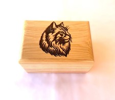 Wood Cat Cremation Urn