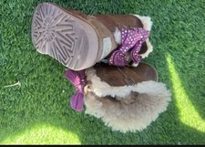 UGG Chestnut Suede Shearling Mini Bailey Bow II Boots Toddler Girls Size 8