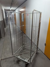 Heavy Duty 3-sided roll cage with wheels Warehouse Trolley Stillage Steel Cage