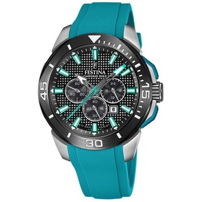 FESTINA F20642/3 Gents Chrono Bike S/Steel Case Silicone Strap Date 100m Watch