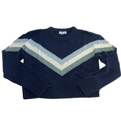Marissa Webb Sweater Womens Small Blue Chevron Stripe Chunky Knit Retro