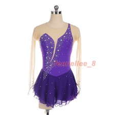 Ladies Figure Skating Competition Dress Perform Skirt Long Sleeves Gymnastics