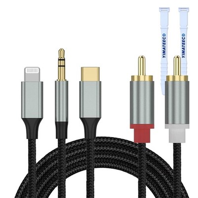 Lightning/USB Typ C/3,5mm auf 2 Cinch Kabel, RCA Aux Kabel Stereo RCA