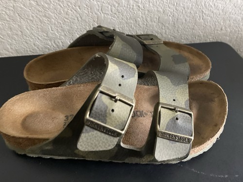 Birkenstock Camo Arizona Leather Sandals Adjustable Straps Cork Footbed Size 37 - Bild 4 von 13