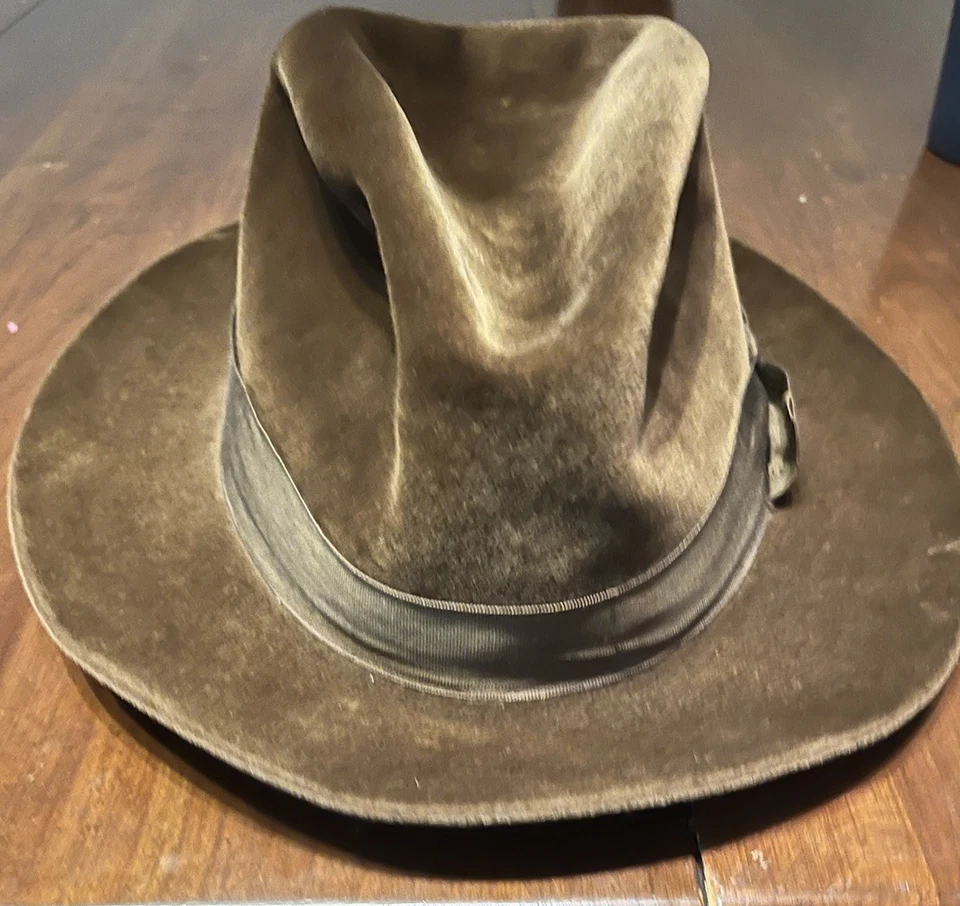 Vtg Borsalino Fedora Hat Size 7 Bronze Brown Beaver Fur Felt 6X Leather Band - Image 2 of 4