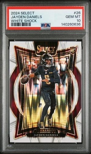 2024 Panini Select Concourse Jayden Daniels #26 White Shock Prizm 199/199 PSA 10