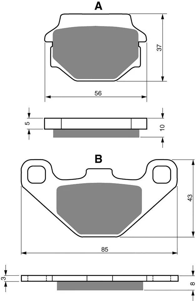 Brake Disc Pads Rear For Kawasaki EL 252 F5 2001 - Image 2 of 2