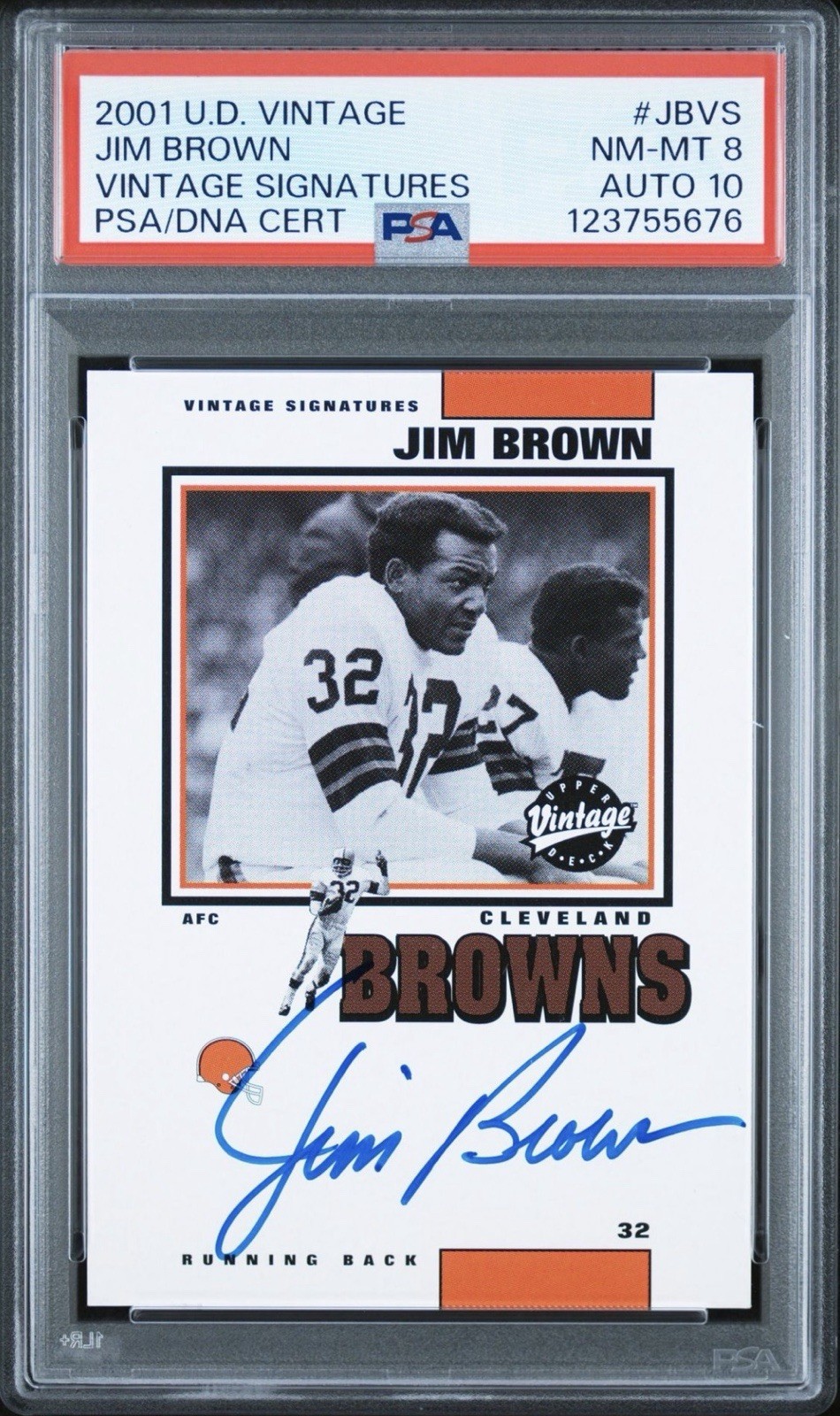 Jim Brown PSA 8 AUTO 10 🔥 2001 UPPER DECK Vintage SIGNATURES On-Card Autograph