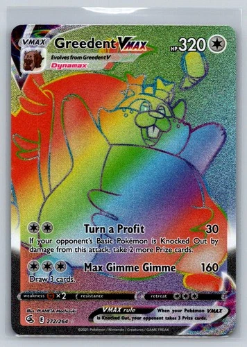 Greedent VMAX (Secret) Holo Secret Rare SWSH08: Fusion Strike 272/264 NM