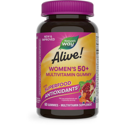 Nature's Way Alive! Women s 50+ Gummy Multivitamin, Supports Multiple Body 60 ct