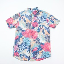IZOD Saltwater Relaxed Classics Hawaiian Shirt Mens Medium Colorful Fronds