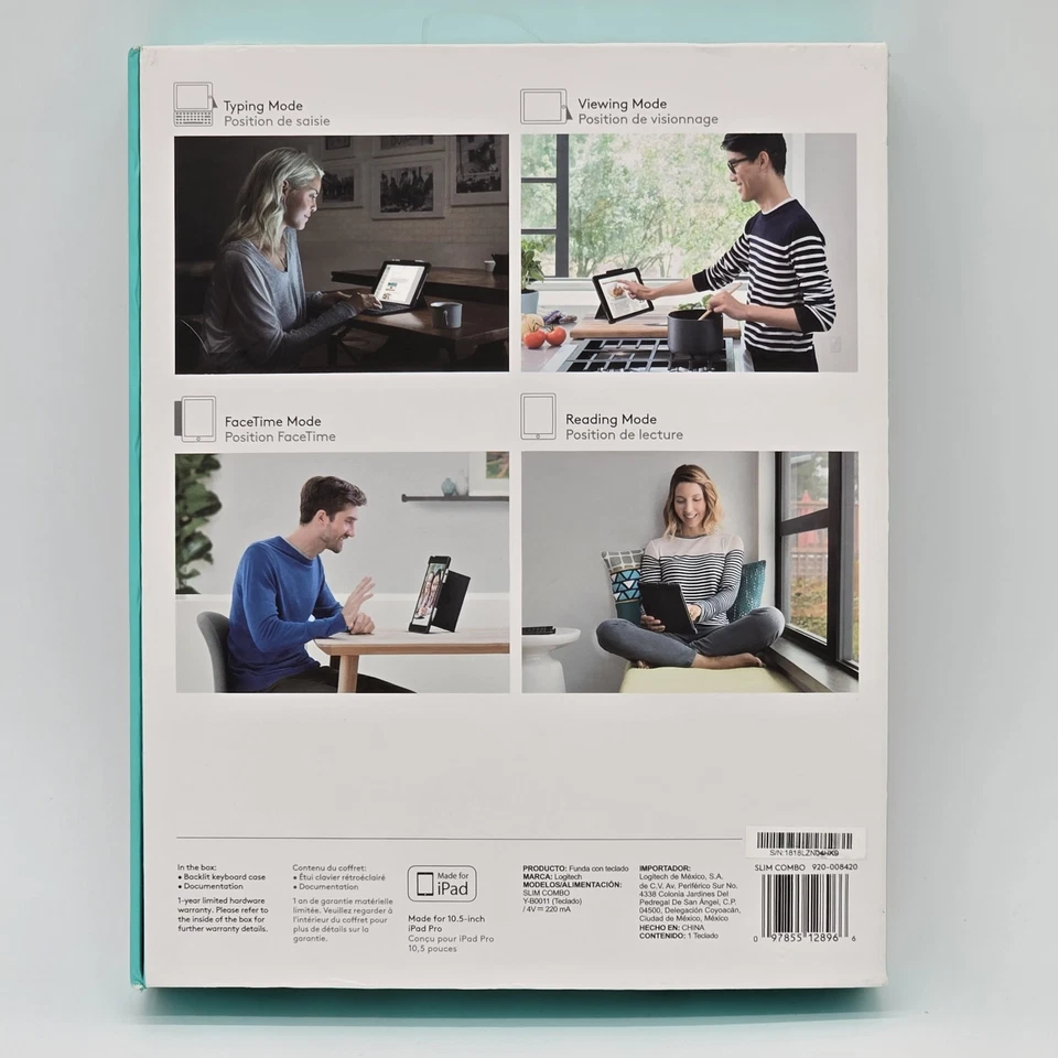 Logitech Slim Combo Estuche Bluetooth Teclado Retroiluminado para iPad Pro 10.5 Pulgadas Negro Foto 3 de 4