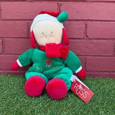 Vtg NWT Russ My First Christmas Plush Reindeer Elf Doll Jingle Bell Deadstock
