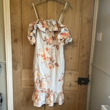 Lipsy London Cream with flowers Bodycon Dress Size 10