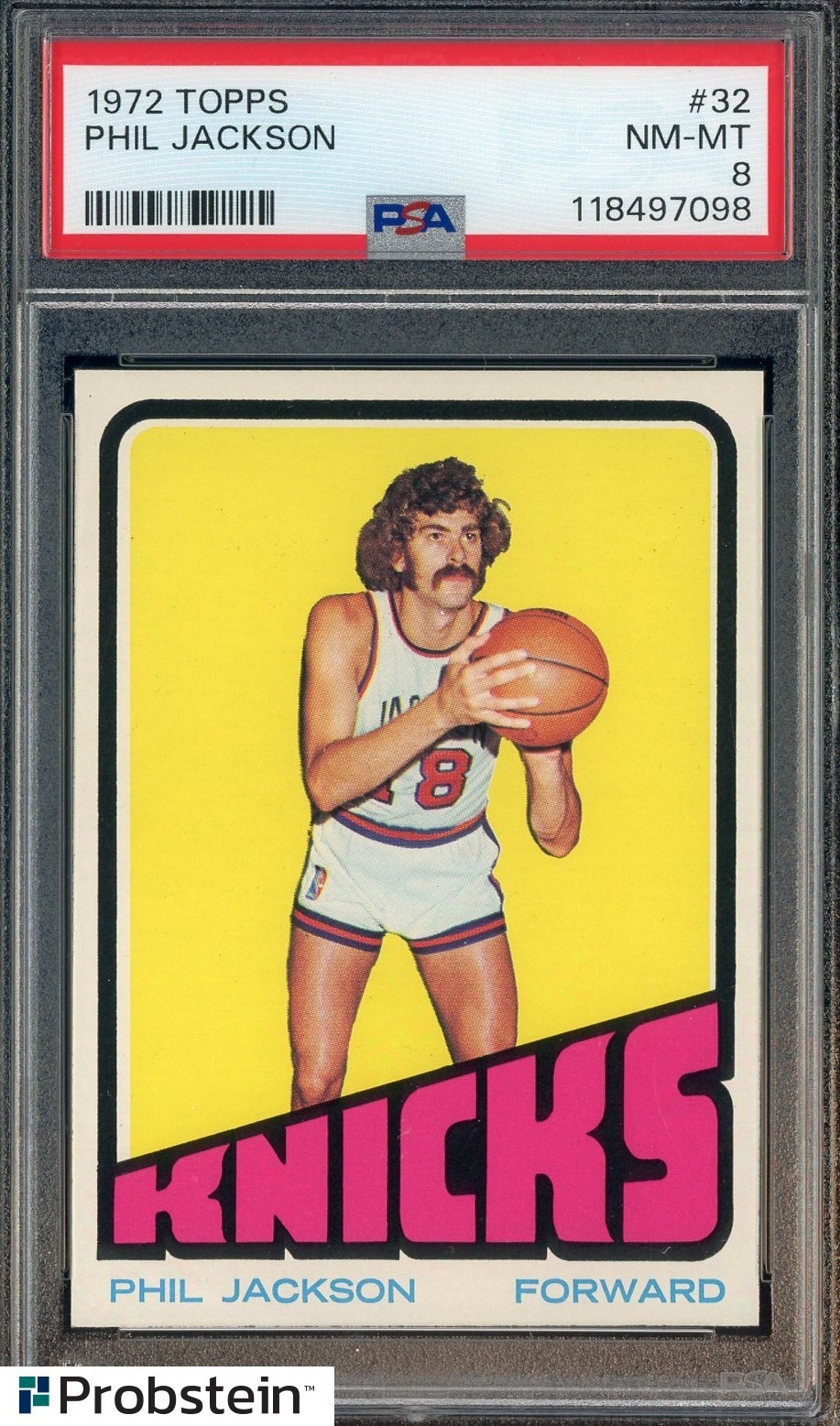 1972 Topps #32 Phil Jackson PSA 8 Bulls Lakers HOF Rookie