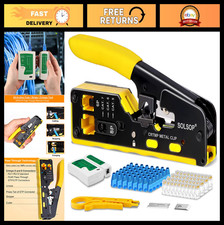 All-in-One Ethernet Crimp Tool Kit, RJ45 Pass Through Connectors  Cable Tester