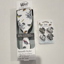 Mackenzie Childs Wet Detangling Brush & Clips Butterfly Design