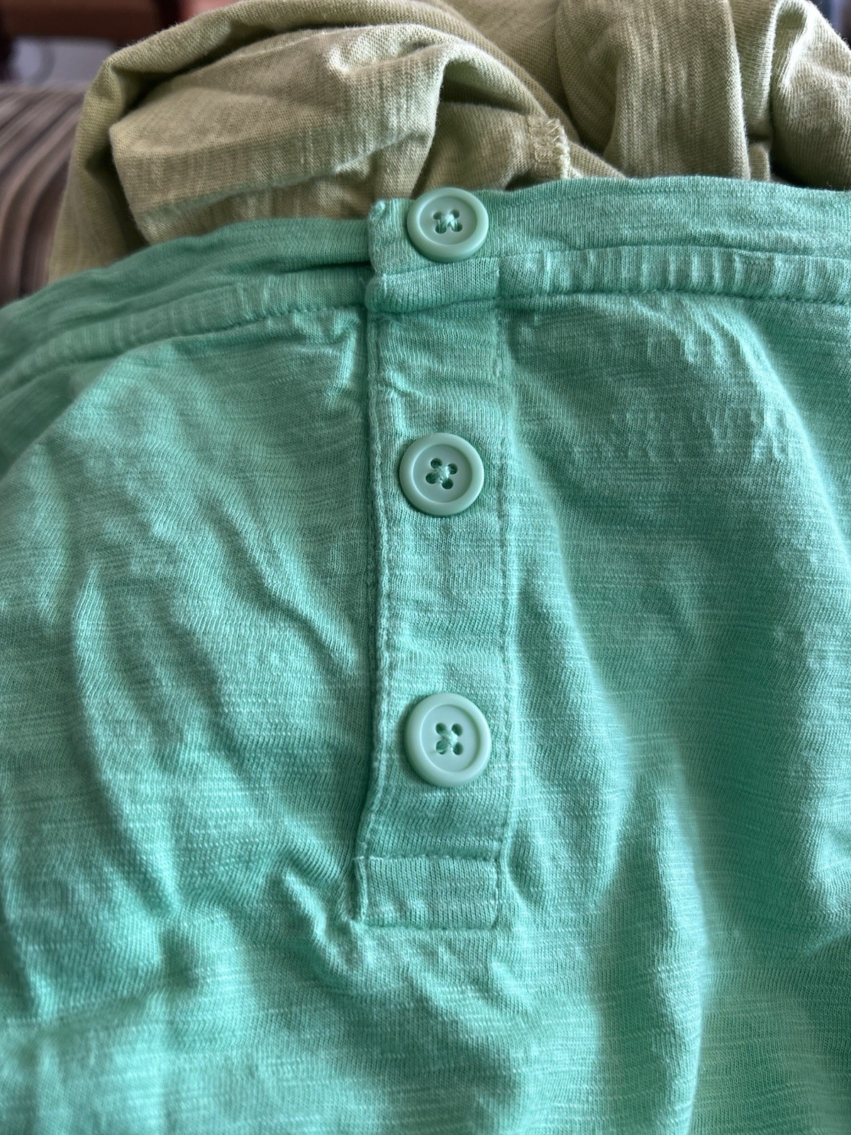 Talbots Green Button Back Tee Size Large EUC Free… - image 1