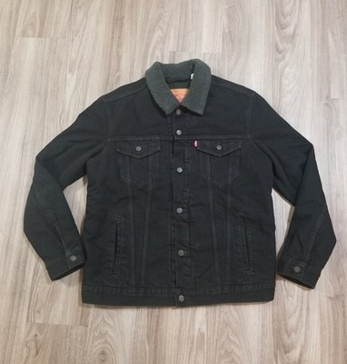 Levi s Men s Sherpa Denim Trucker Jacket Black Duvall Sz XL