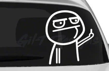 Stick Figure Middle Finger Vinyl Decal Sticker, F U, Flipping Bird, Flick Off