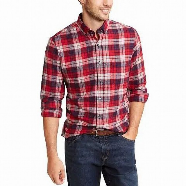 Club Room Mens Red Flannel Plaid 