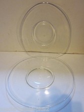 2 VINTAGE CLEAR GLASS LARGE DINNER PLATES 10-7/8" ACROSS