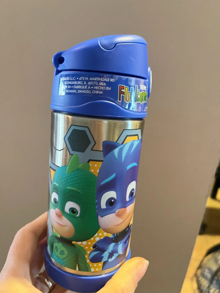 Termo aislado al vacío de acero inoxidable 12 oz FUNtainer con pajita - Máscara PJ Foto 2 de 3