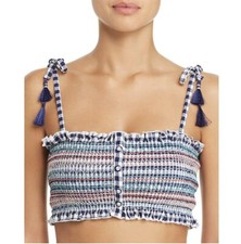 Red Carter  Navy Smocked Bandeau Bikini Top - Women Size 6 Small 