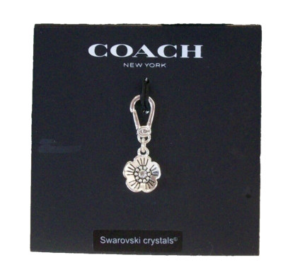 Coach Swarovski Tea Rose Mini Shoe Charm Pendant w/ Sterling Silver 925 Necklace