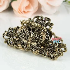 Woman's new butterfly design XLarge 3.5 inch metal rhinestones hair clip claws