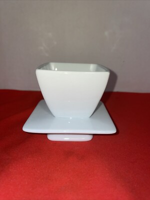 Square White Porcelain Dish-3.25  Tall-3  X3  Top Dish-2  X2  Bottom Dish