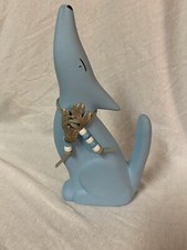 Light Blue Ceramic Coyote Dog Pottery by Griffith Hand Crafted at Rawride