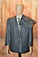 Kenneth Cole Men Techni-Cole Charcoal Dual Vent Suit Sz 46R Wst 40x26