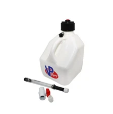 VP Racing White Square 3 Gallon Race Fuel Jug Gas Can + Fill Hose W/ Shut Off