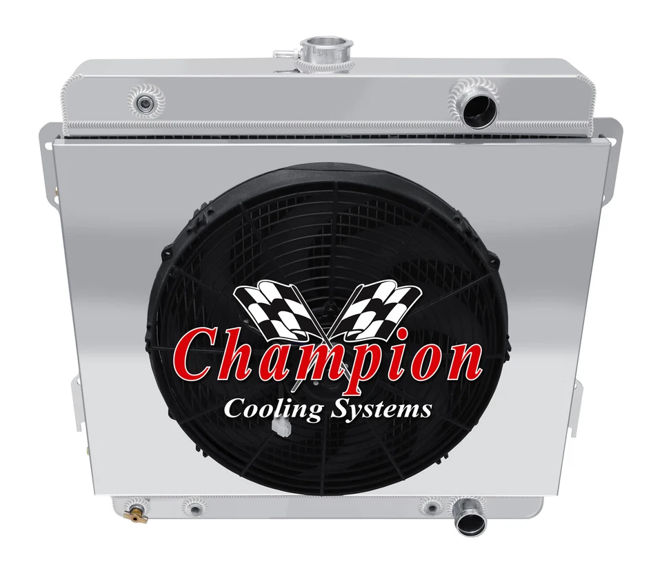 RS Champion 2 Row Radiator, 16" Fan and Shroud for 1976 Dodge D100 Panel L6 Eng - Image 3 of 4
