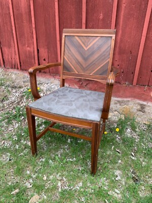 Antique Vintage Mid Century Wood Art Deco Occasional Side Arm
