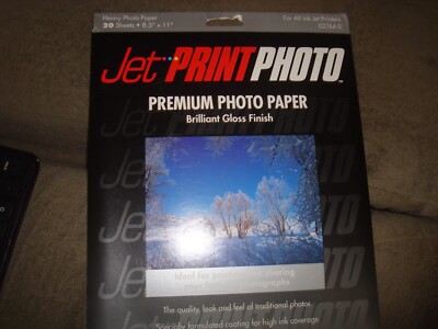 Jet Print Photo Premium Brilliant 8.5x11 Gloss Photo Paper 20 Sheets 02744-0 New