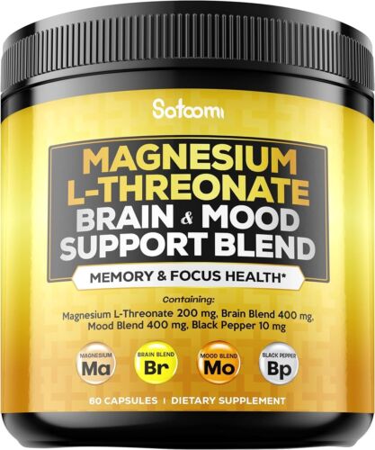 Magnesium L-Threonate Capsules with L-Theanine Ashwagandha Root Black Pepper & - Picture 1 of 8