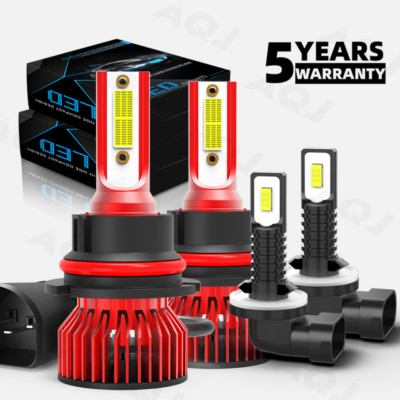 For Chrysler Neon 1995 1996 -4x 2sides 9007 LED Headlight + 881 Fog Light Bulbs