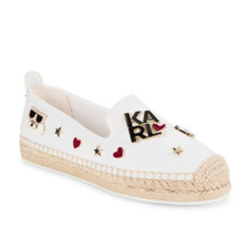 Karl Lagerfeld Malvie Espadrille Flats Canvas Charm Platform Size 9.5 NWOB
