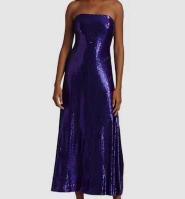 $626 Halston Women's Purple Sequin Strapless Gown Dress Size 8 | eBay  Australia