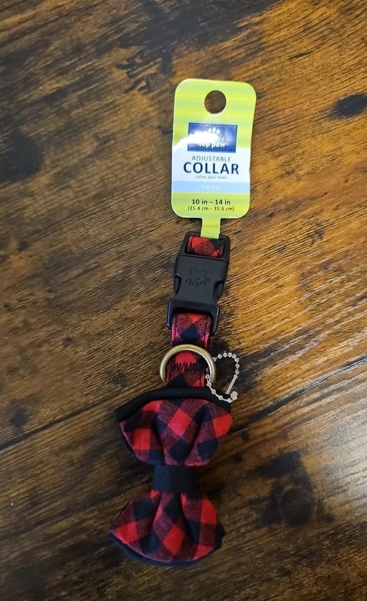 Top Paw Dog Collar Red And Black Bow Tie Collar Small Adj 10”-14