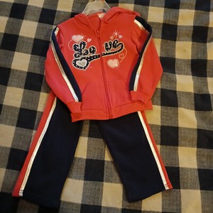 Cute DIVA 2 pc Girl's Hooded Pink & Black "Love" Sweatsuit Set, New!