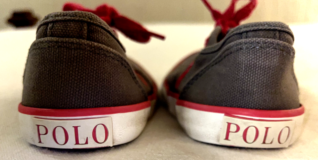 PONY POLO RALPH LAUREN Ragazze Grigio Rosa Caldo Sneakers Scarpe Tennis Stringate TG 11