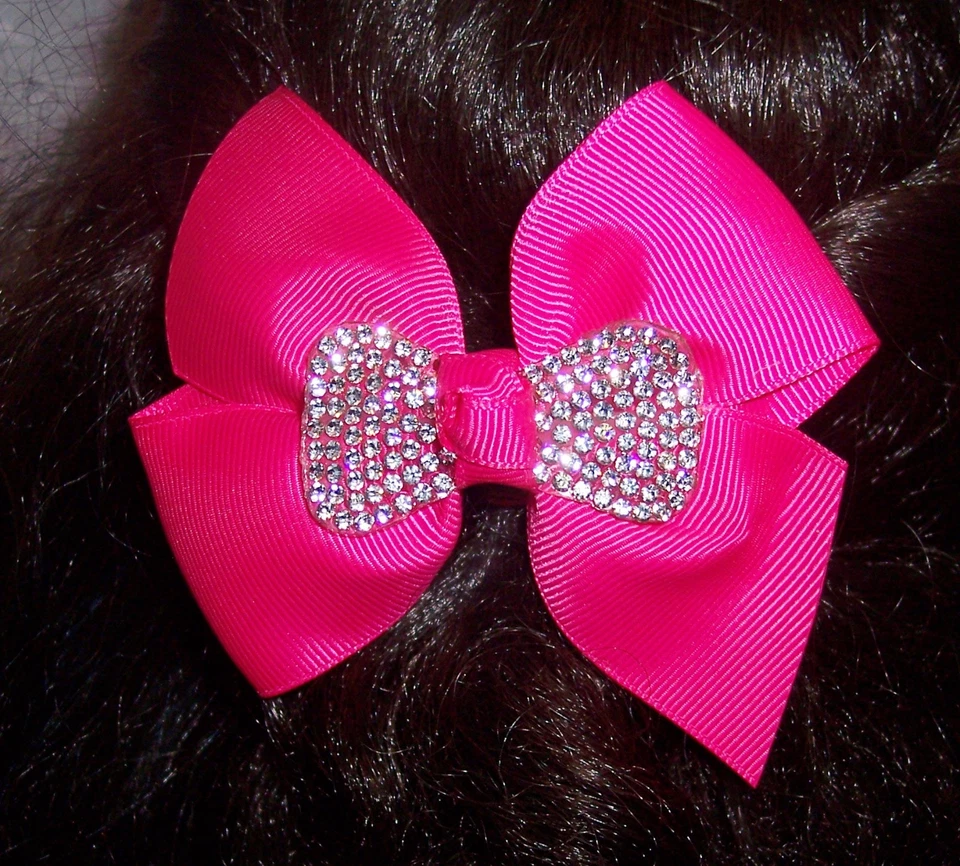 CORRETÓN CLIP LAZO BRILLANTE un par: NIÑA - ADOLESCENTE - ELEGANTE - TÚ ELIGES EL COLOR Foto 2 de 4