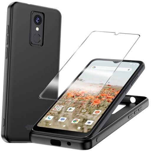 for Consumer Cellular Iris Connect Case with Tempered Glass Screen Protector