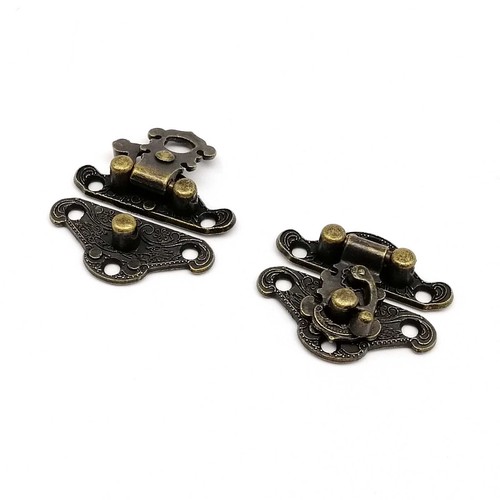 12X Antique Brass Decor Wood Jewelry Chest Wine Box Gift Case Toggle Latch Clasp - Picture 6 of 8